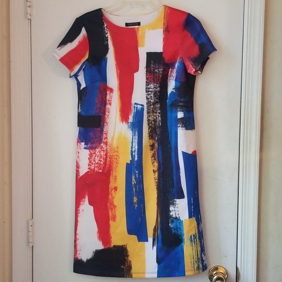 TREU Womens Primary Abstract Paint Splatter Dress - Picture 3 of 10